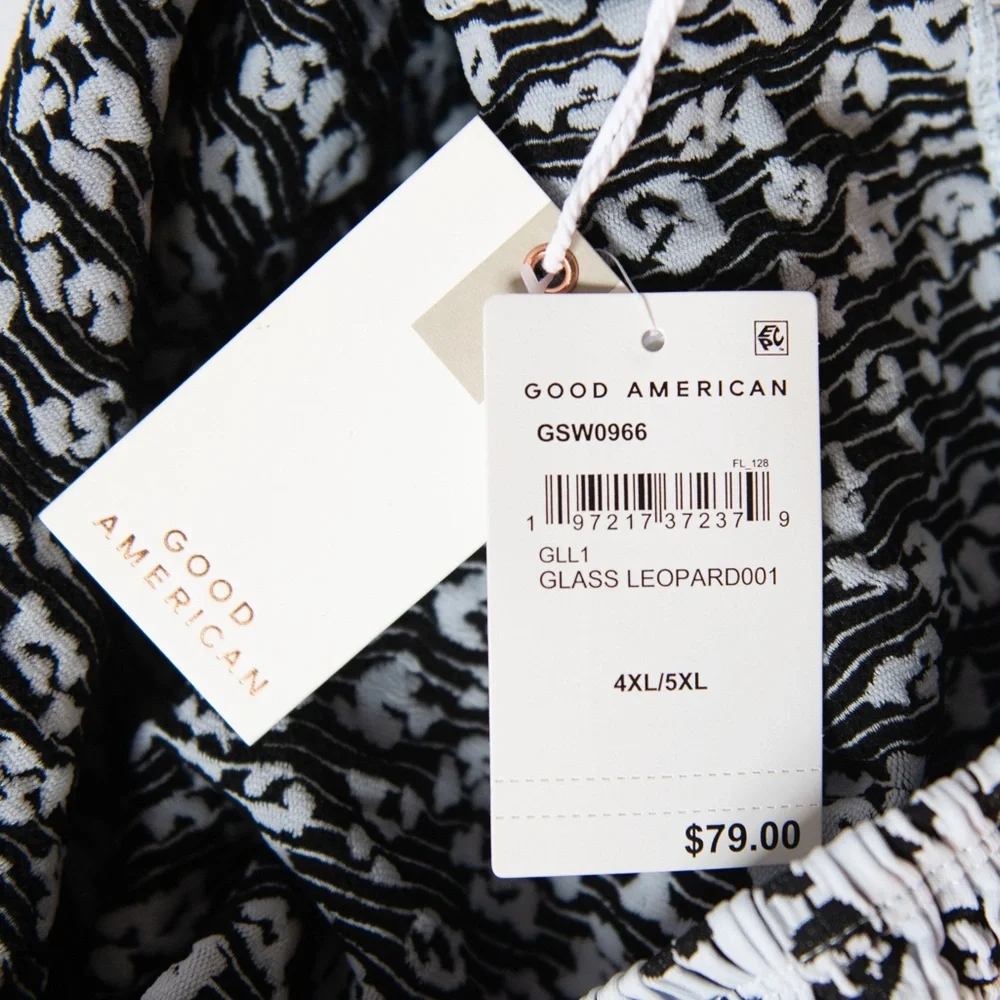 Good American Always Fits Textured Leopard Mini Swim Skirt